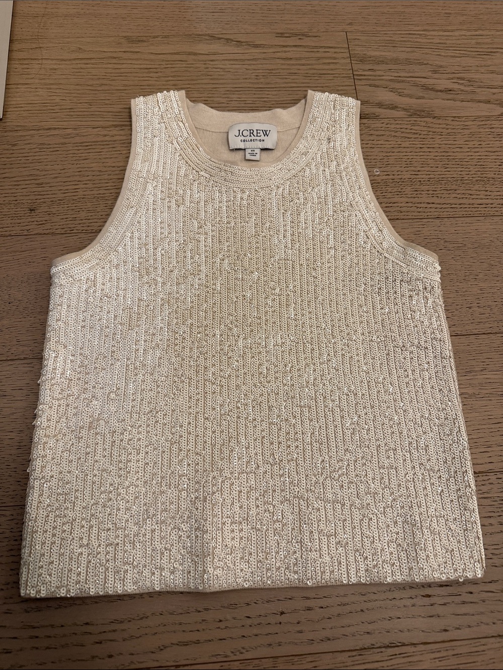 J. Crew Cream Sequin Knit Tank